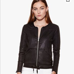 The Kooples Sport Coated Effect Biker Sweatshirt L
